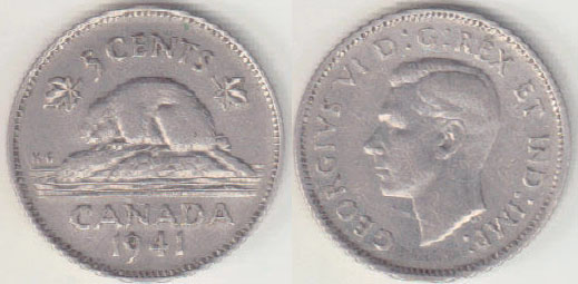 1941 Canada 5 Cents A005746